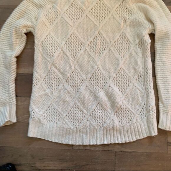 American Eagle Outfitters Crème Crew Neck Knitted Pullover Sweater Size Large - Picture 10 of 13